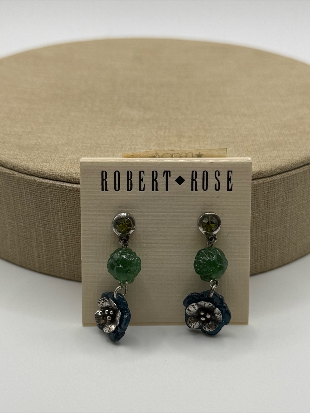 Robert Rose Green and Blue Floral Drop Earrings